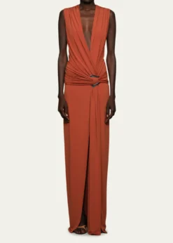 Et OchsJil Plunging Draped Column Gown