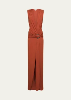 Et OchsJil Plunging Draped Column Gown