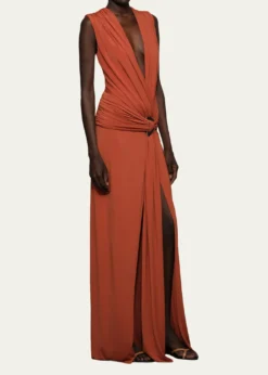 Et OchsJil Plunging Draped Column Gown