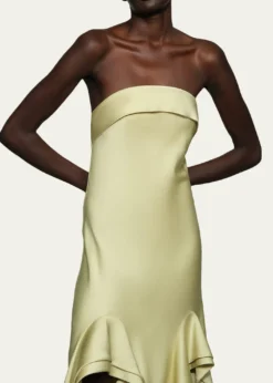 Et OchsVernon Strapless Draped Side-Slit Gown
