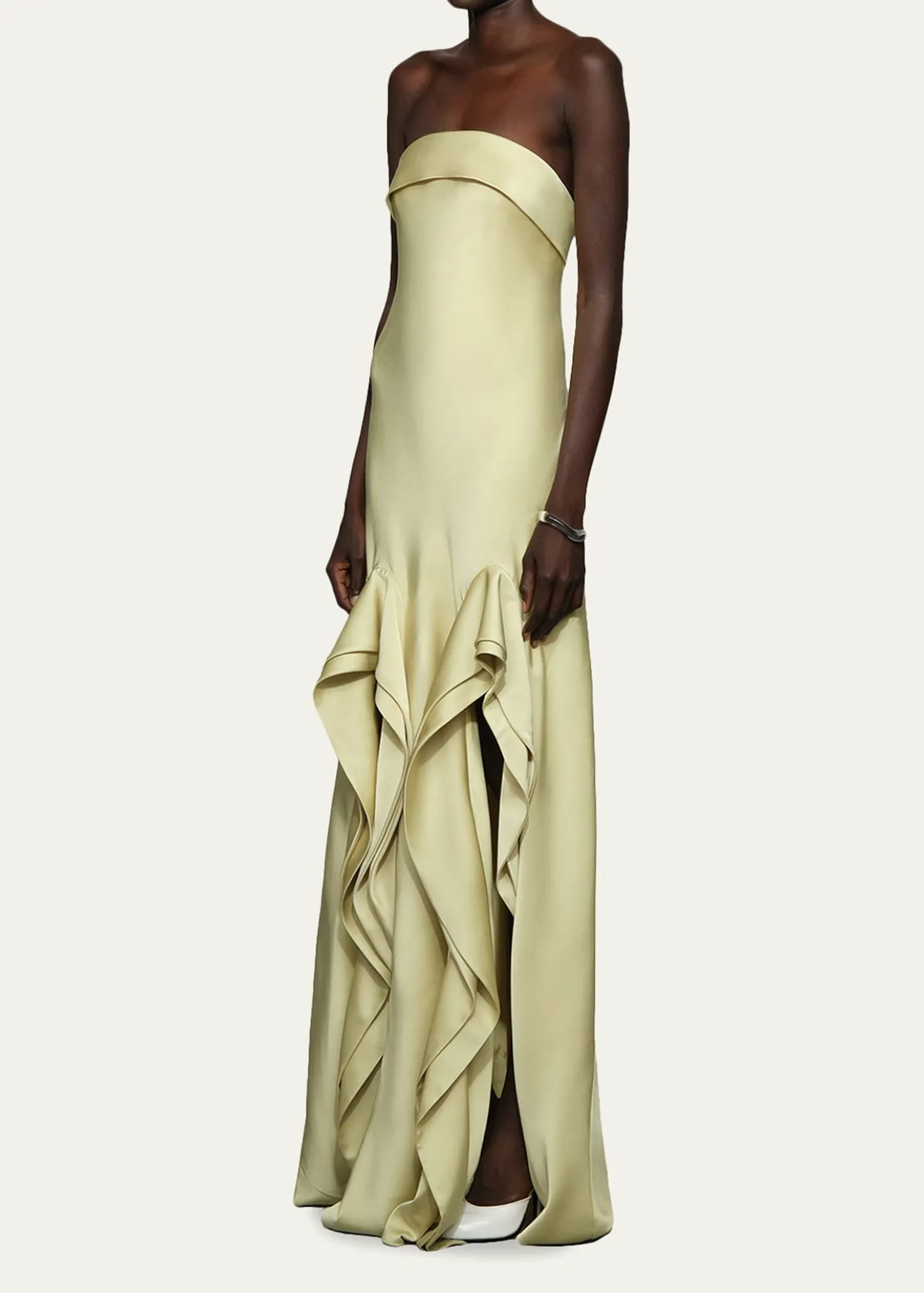 Et OchsVernon Strapless Draped Side-Slit Gown