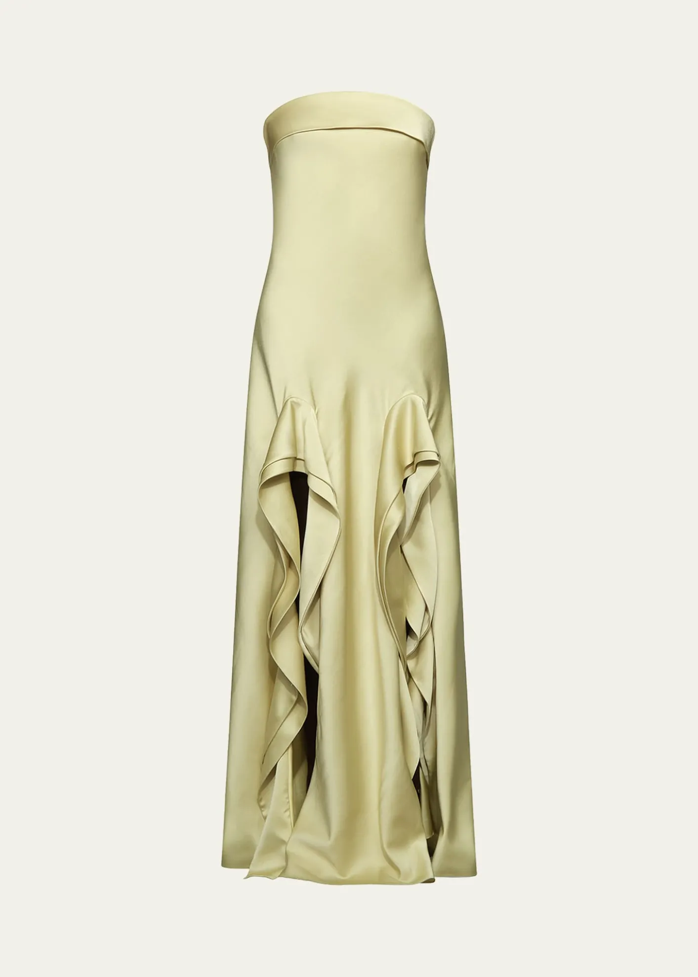 Et OchsVernon Strapless Draped Side-Slit Gown