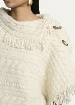 Etoile Isabel MarantBlanche Fringe Cable-Knit Sweater