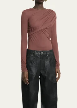 Etoile Isabel MarantDressi Draped Long-Sleeve Top