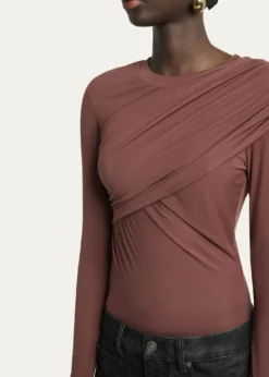 Etoile Isabel MarantDressi Draped Long-Sleeve Top