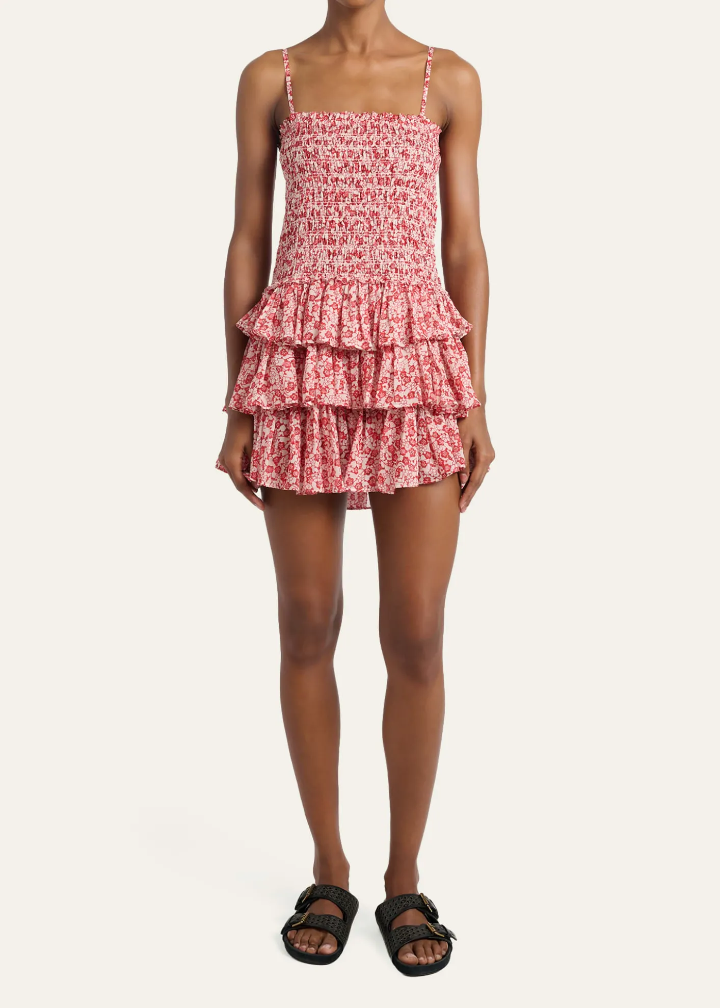 Etoile Isabel MarantElodie Floral-Print Smocked Ruffle Mini Dress