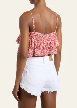 Etoile Isabel MarantErisa Floral-Print Tiered Ruffle Crop Top