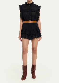 Etoile Isabel MarantJocadia Embroidered Tiered Mini Skirt