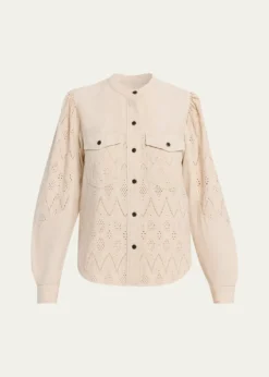 Etoile Isabel MarantKaina Eyelet Cotton Button-Front Shirt