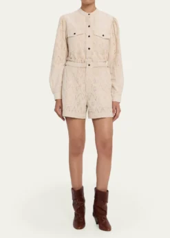 Etoile Isabel MarantKisha Eyelet-Embroidered Twill Shorts