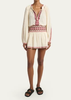 Etoile Isabel MarantLena Embroidered Cotton Gauze Blouse