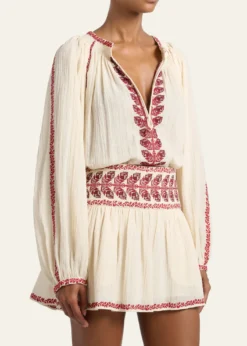 Etoile Isabel MarantLena Embroidered Cotton Gauze Blouse