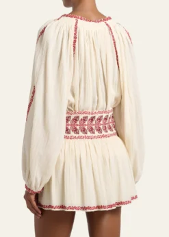 Etoile Isabel MarantLena Embroidered Cotton Gauze Blouse