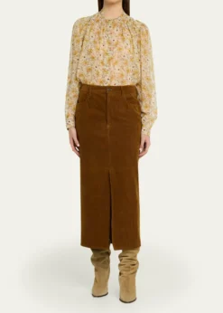 Etoile Isabel MarantOdalie Corduroy Midi Skirt