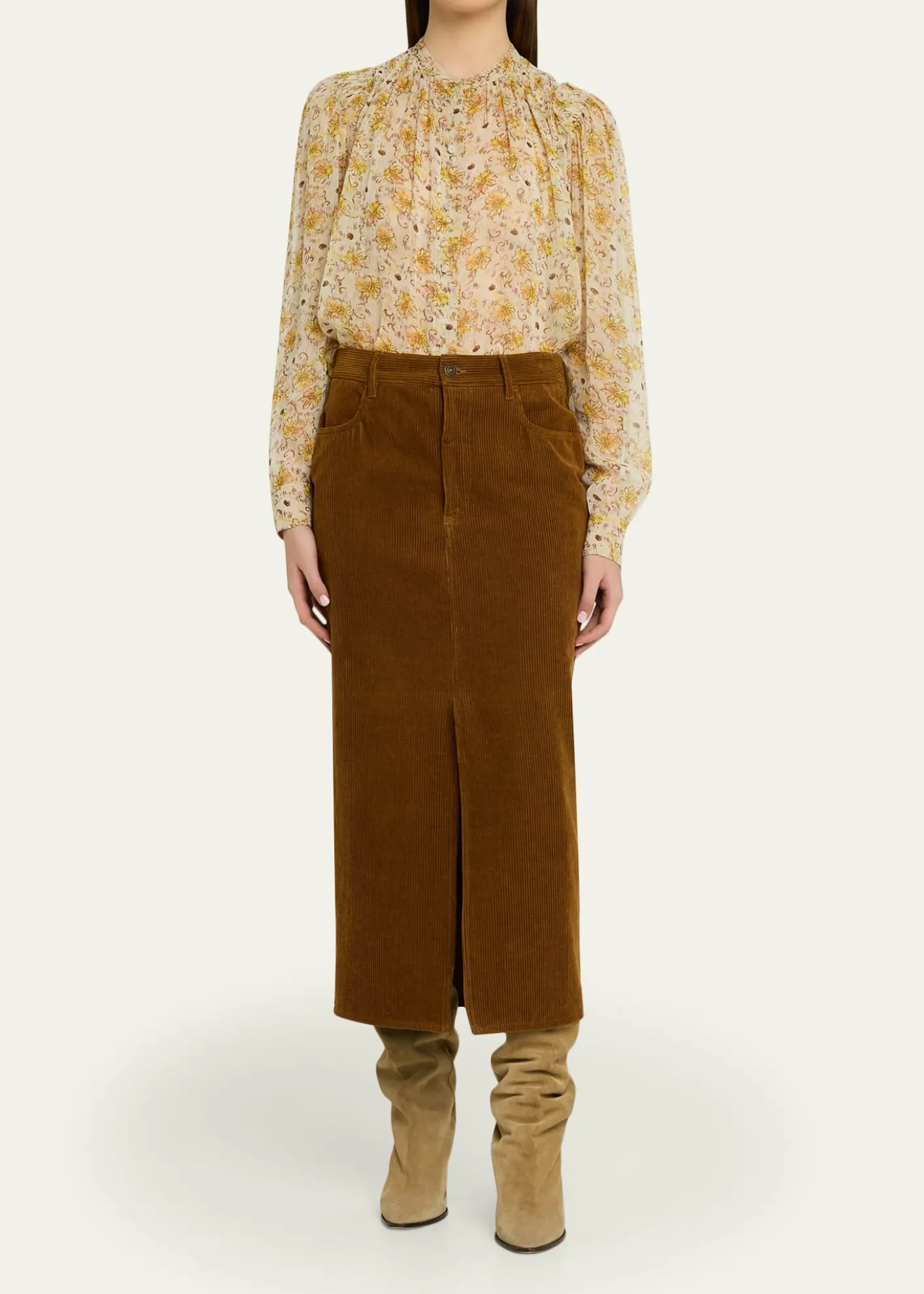 Etoile Isabel MarantOdalie Corduroy Midi Skirt