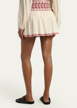 Etoile Isabel MarantPicadilia Embroidered Cotton Gauze Mini Skirt
