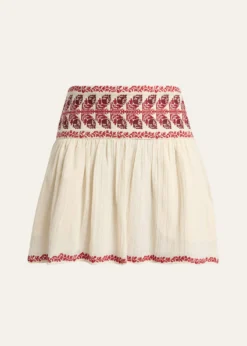 Etoile Isabel MarantPicadilia Embroidered Cotton Gauze Mini Skirt