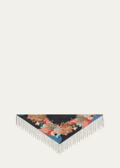 EtroEmbroidered Paisley-Print Fringe Scarf