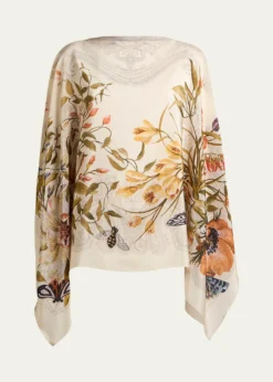 EtroFloral-Print Silk Poncho Top