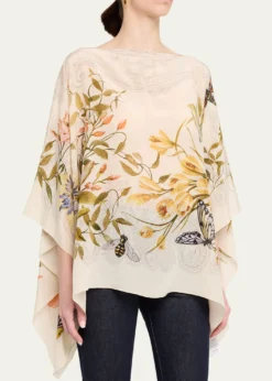EtroFloral-Print Silk Poncho Top