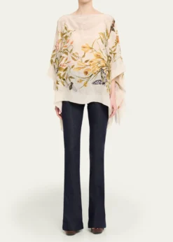 EtroFloral-Print Silk Poncho Top