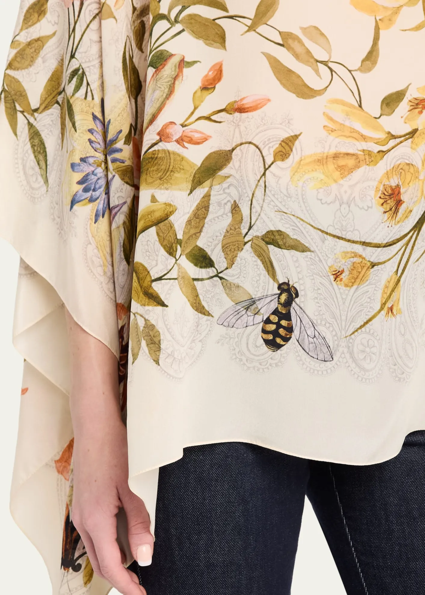 EtroFloral-Print Silk Poncho Top