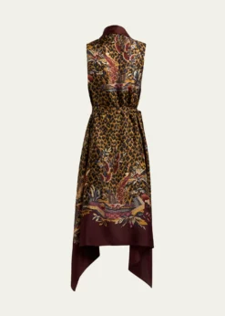 EtroLeopard & Avian Print Silk Foulard Vest
