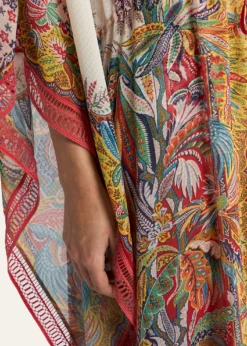 EtroMulticolor Fringe-Trim Kaftan Coverup