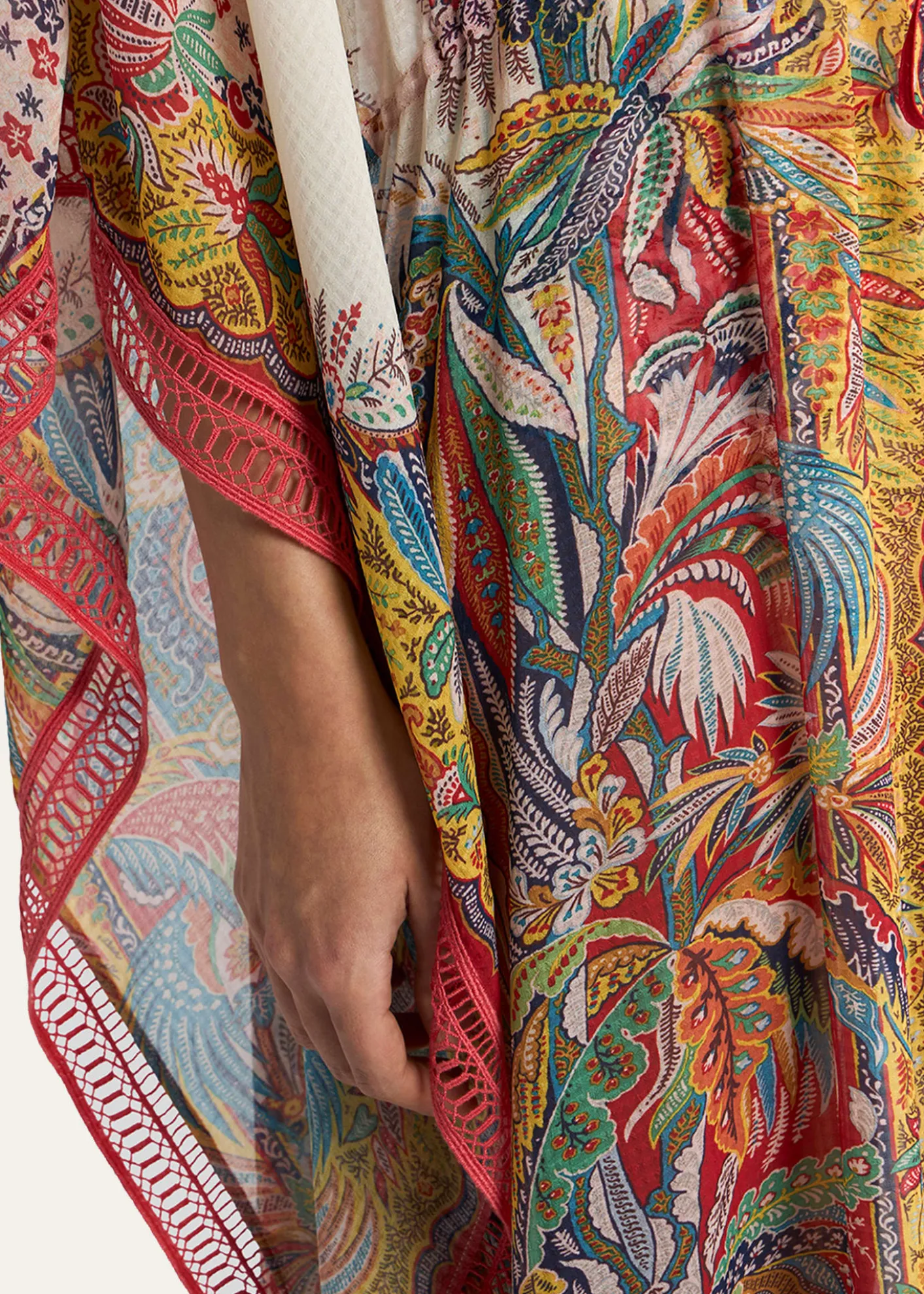 EtroMulticolor Fringe-Trim Kaftan Coverup