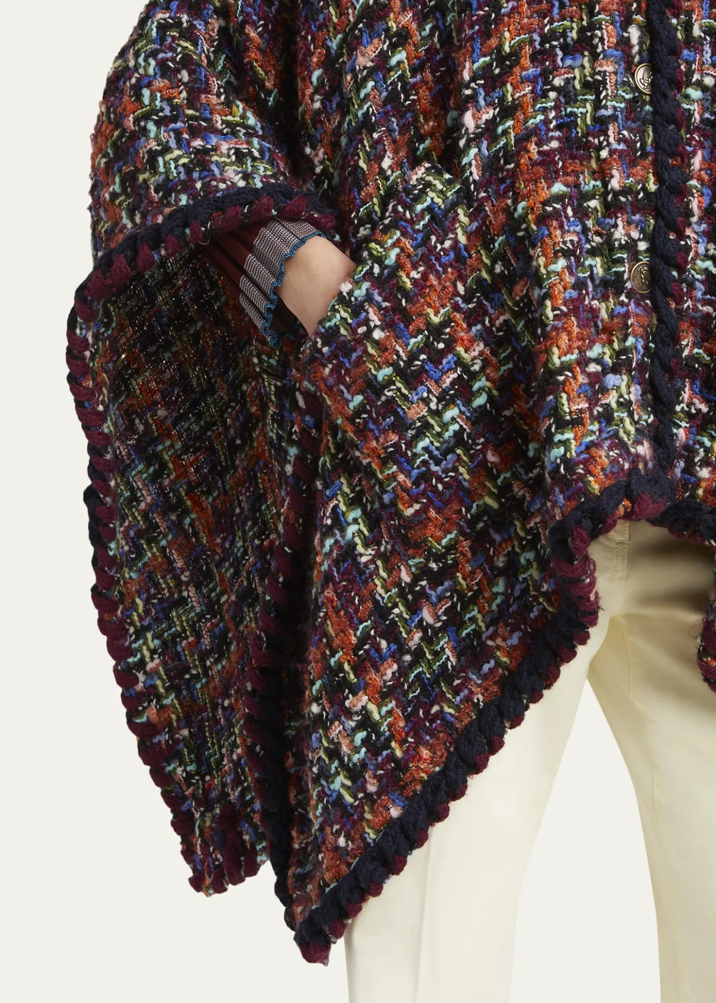 EtroMulticolor Tweed Wool-Mohair Blend Cape