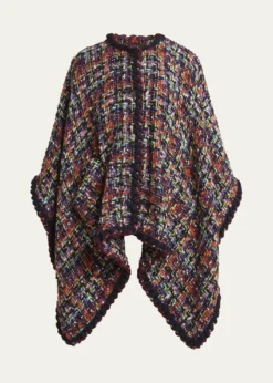 EtroMulticolor Tweed Wool-Mohair Blend Cape