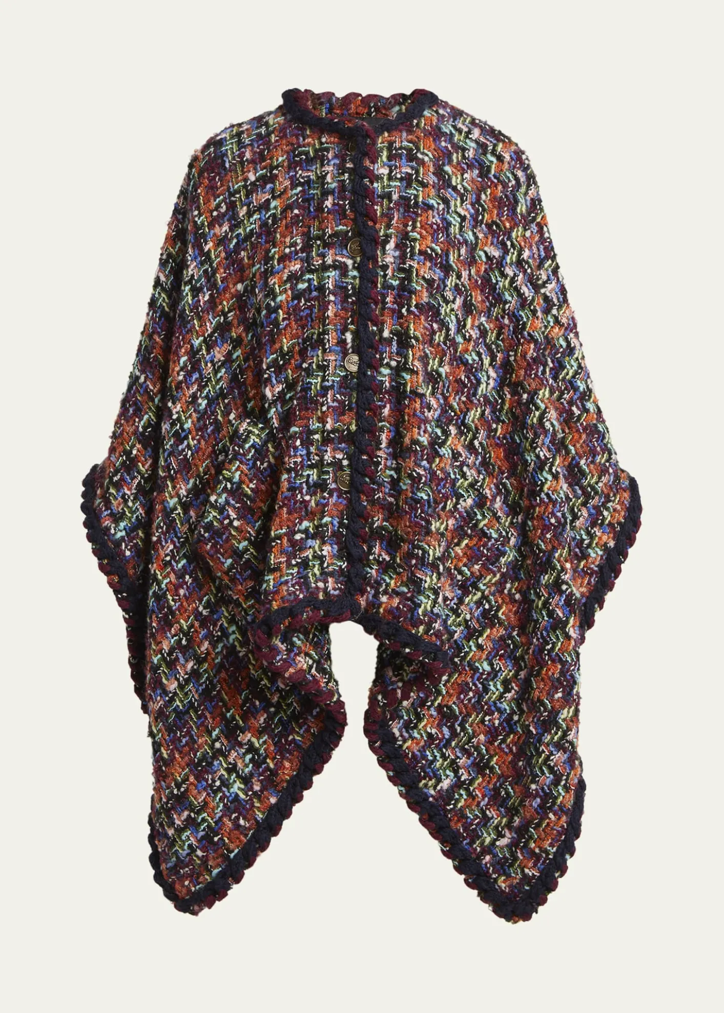 EtroMulticolor Tweed Wool-Mohair Blend Cape