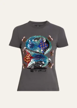 EtroShort-Sleeve Embroidered Graphic T-Shirt