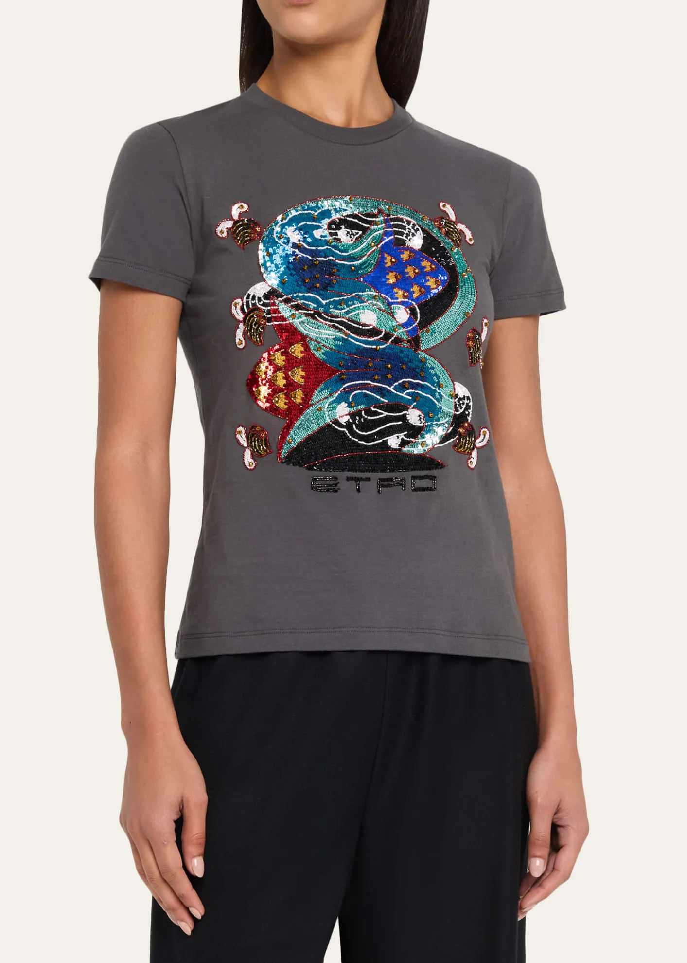 EtroShort-Sleeve Embroidered Graphic T-Shirt
