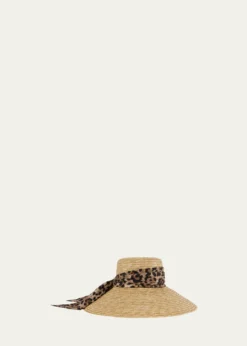 Eugenia KimMirabel Animal-Print Bow Straw Hat