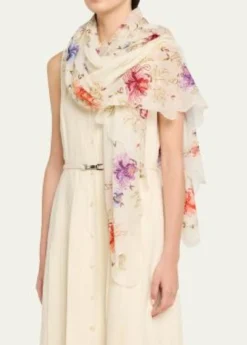 Faliero SartiPrimrose Floral Embroidered Wool-Blend Stole