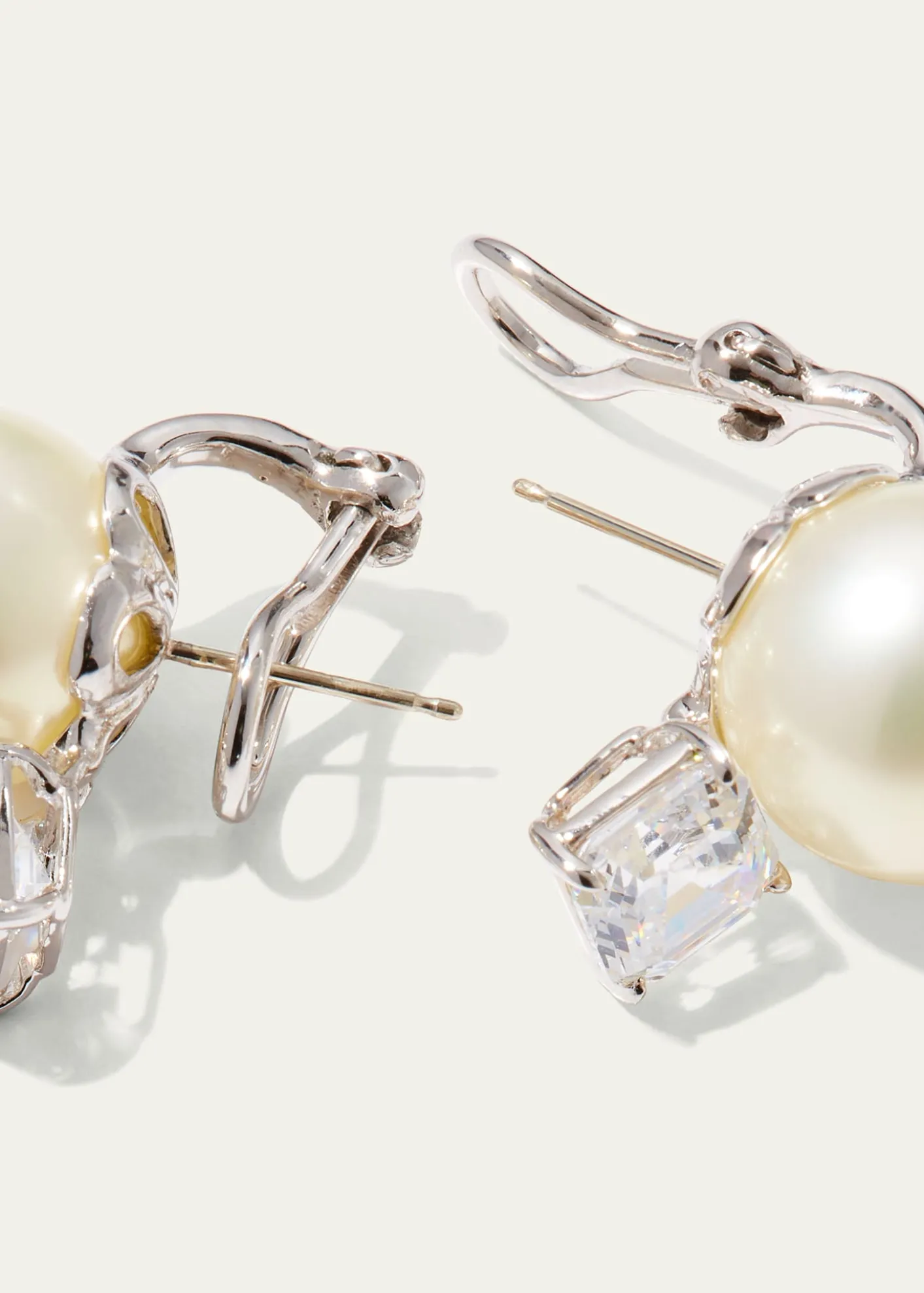 Fantasia by DeSerio18K Gold-Plated Sterling Silver Square-Top Stud Earrings with Simulated Pearl
