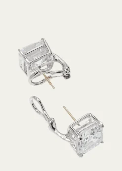 Fantasia by DeSerio18K Gold Plated Asscher Stud Earrings, 10.0tcw