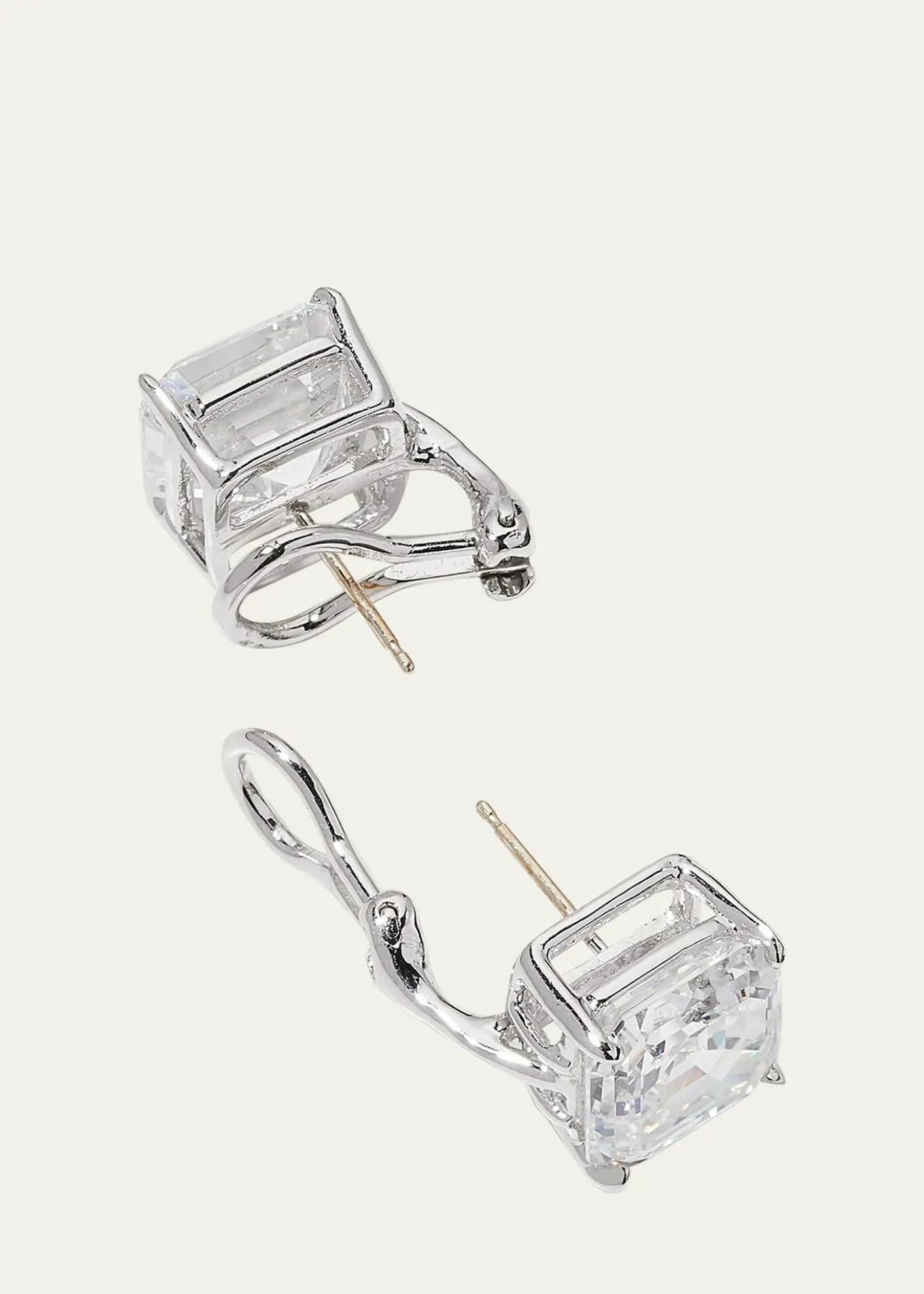 Fantasia by DeSerio18K Gold Plated Asscher Stud Earrings, 10.0tcw