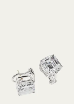 Fantasia by DeSerio18K Gold Plated Asscher Stud Earrings, 10.0tcw