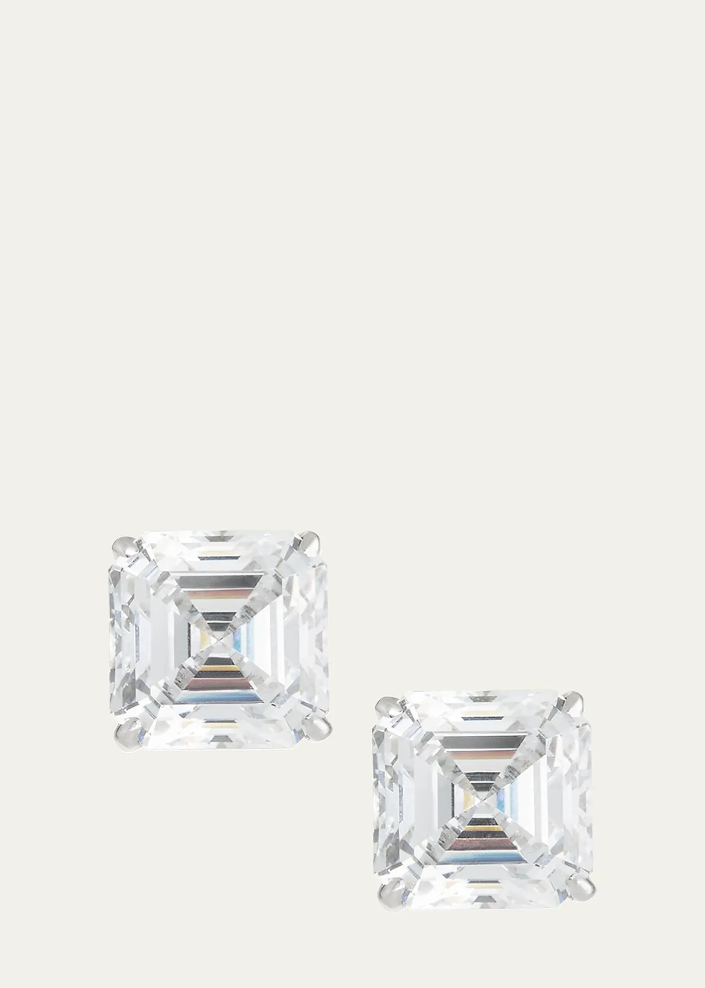 Fantasia by DeSerio18K Gold Plated Asscher Stud Earrings, 10.0tcw