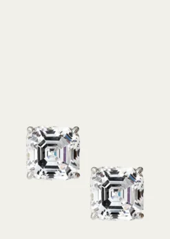 Fantasia by DeSerio14K Yellow Gold 5ct Asscher Stud Earrings