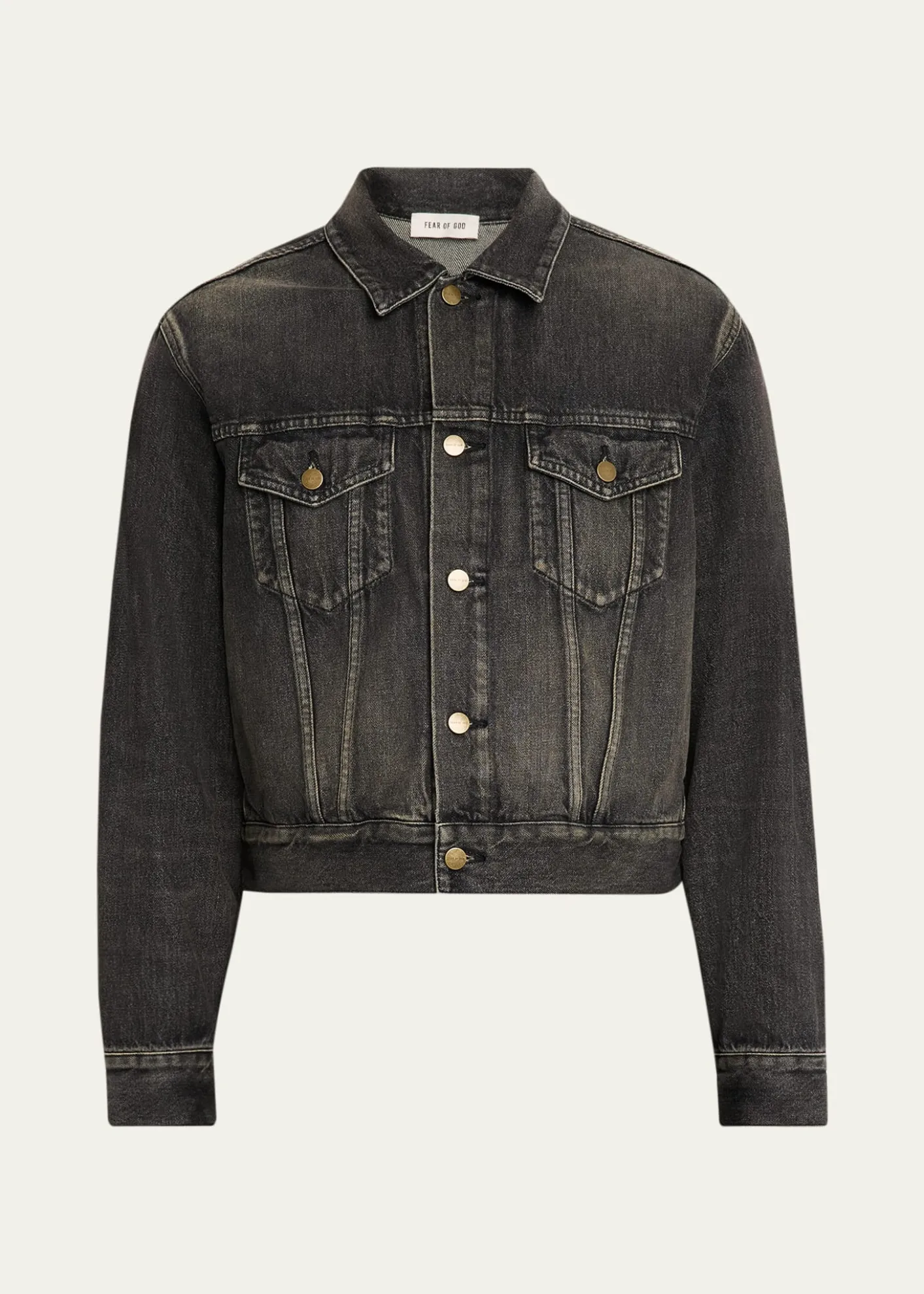 Fear of GodMen's Washed Black Denim Trucker Jacket