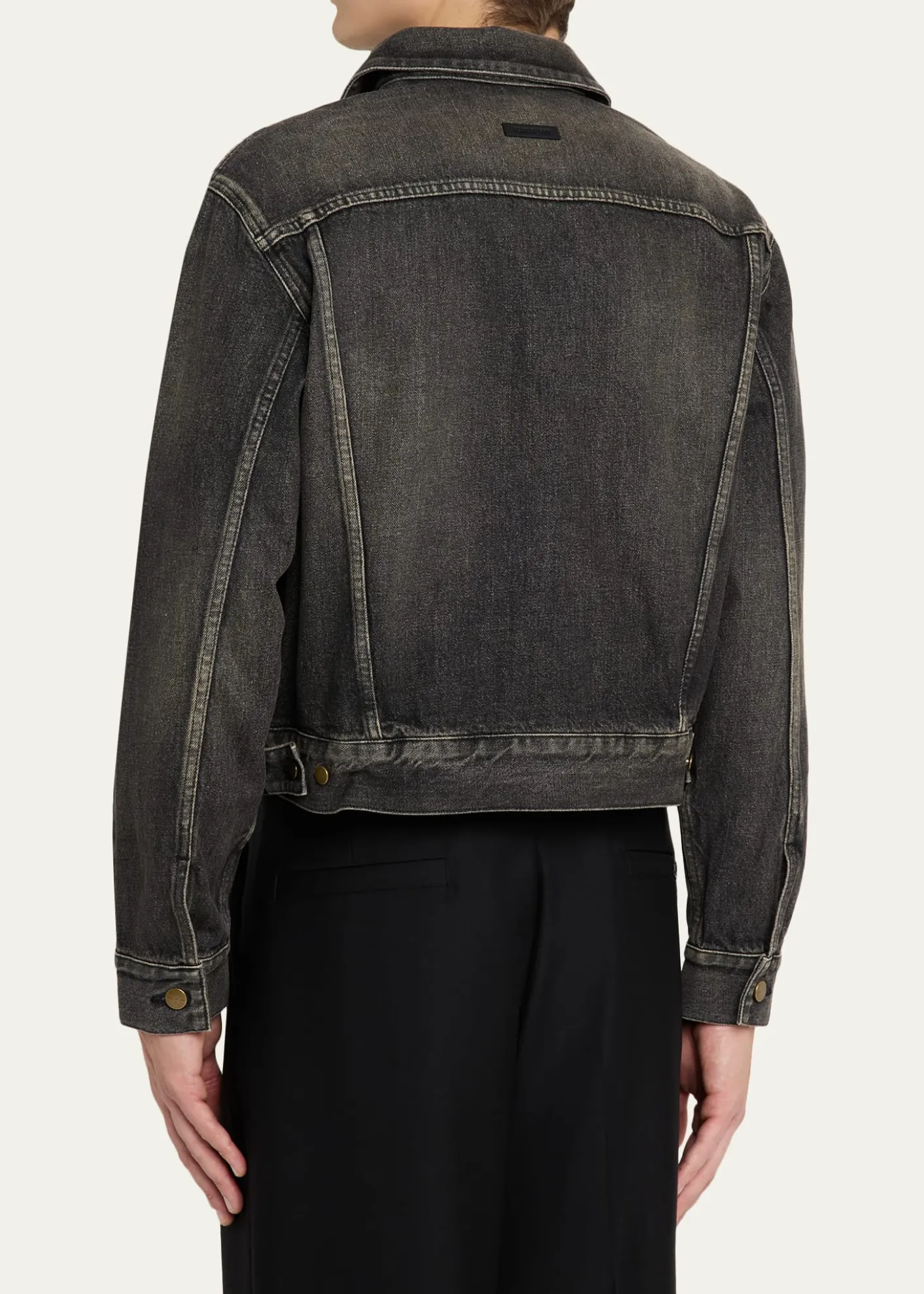 Fear of GodMen's Washed Black Denim Trucker Jacket