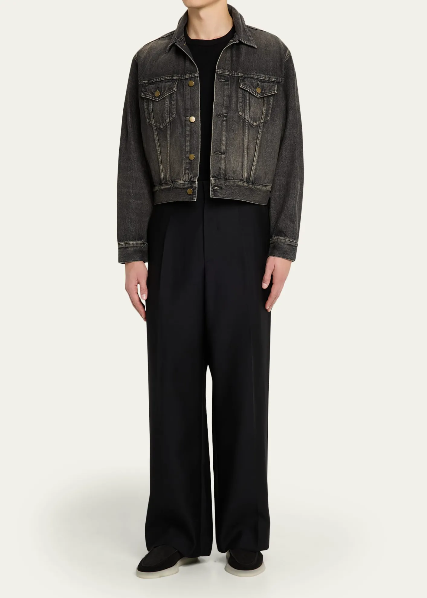 Fear of GodMen's Washed Black Denim Trucker Jacket