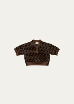 Fendi Girl's Monogram-Print Polo Shirt, Size 8-14