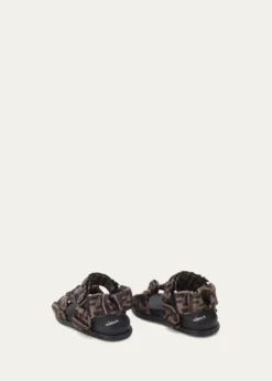 Fendi Girl's Ruched Logo Hiking Sporty Sandals, Baby