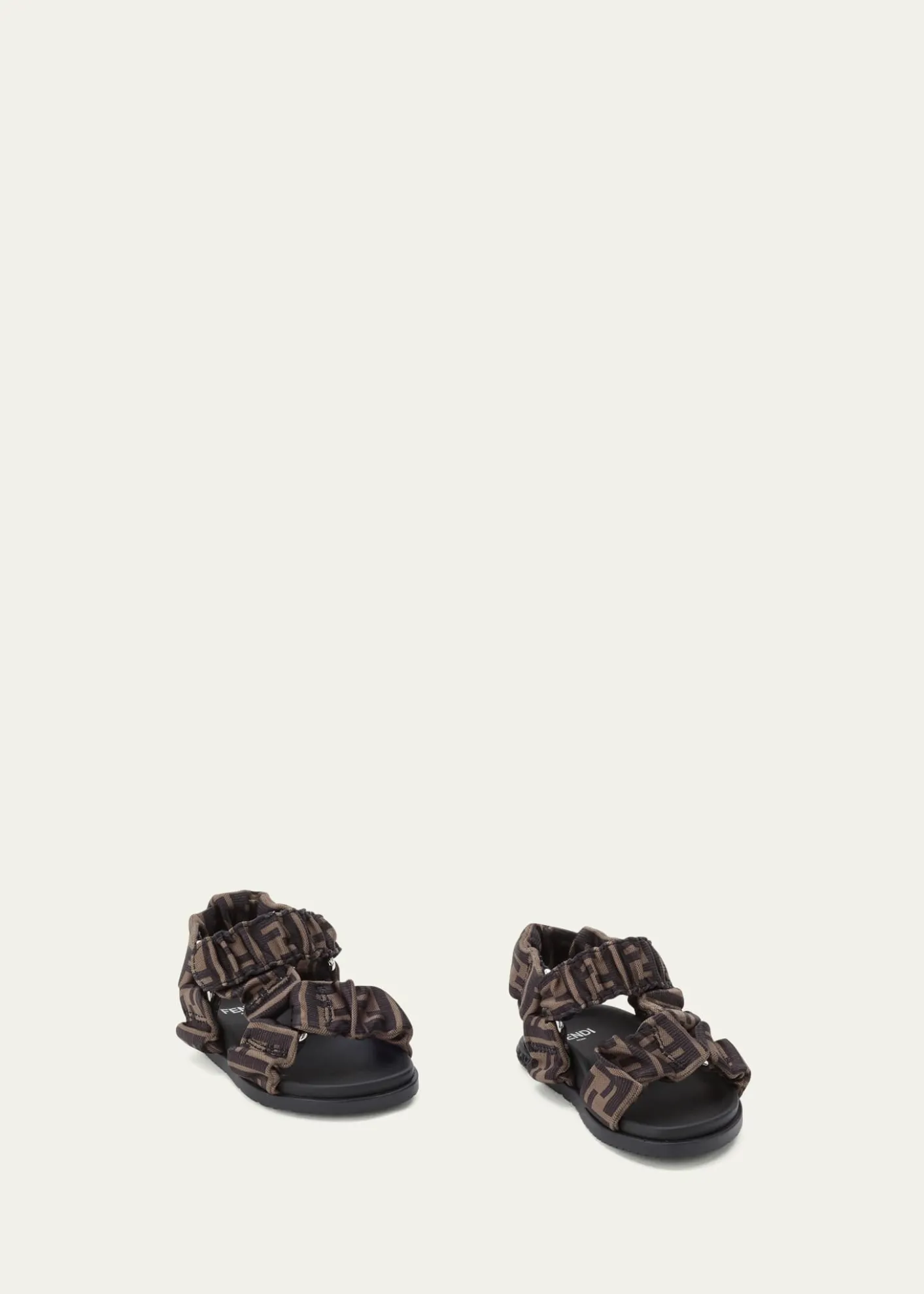 Fendi Girl's Ruched Logo Hiking Sporty Sandals, Baby