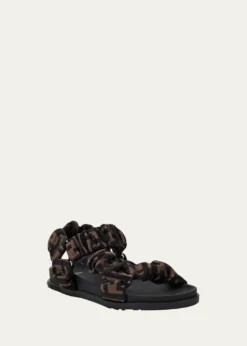 Fendi Girl's Ruched Logo Hiking Sporty Sandals, Baby