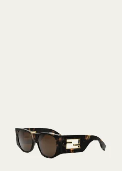 FendiBaguette Logo Acetate Oval Sunglasses